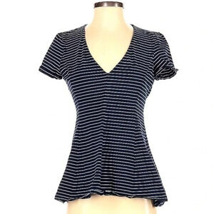 Hutch | Anthropologie | Navy & White Stripe V-Neck Top Blouse Size S Small